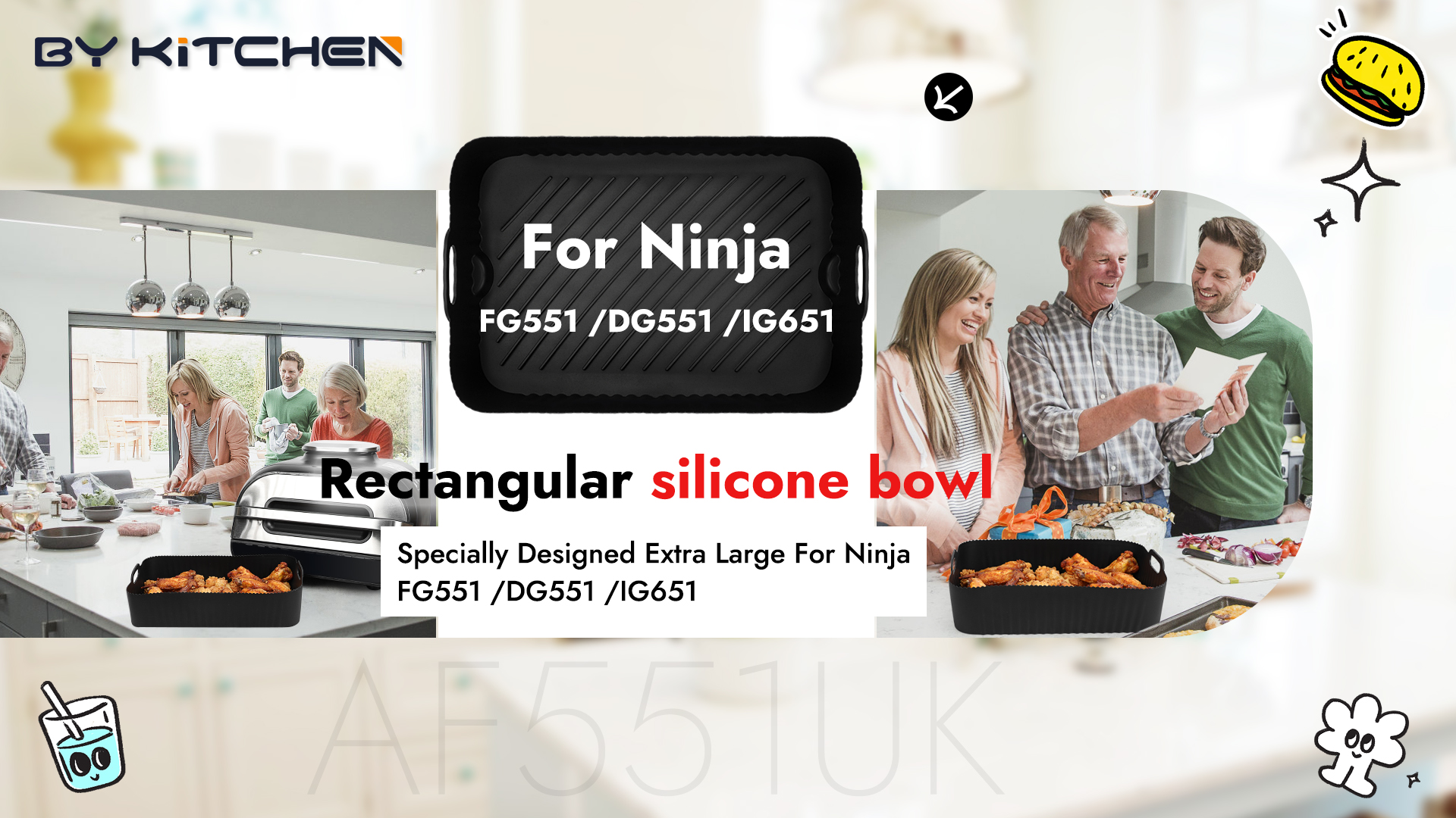 Amazon.com: BYKITCHEN Reusable Air Fryer Silicone Liners for Ninja